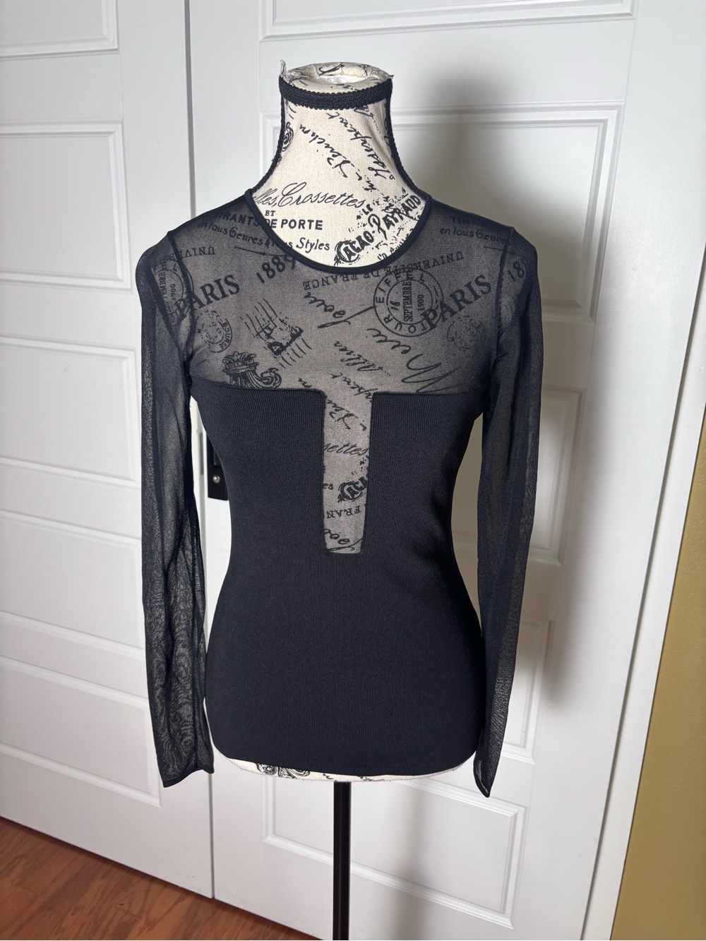 Reiss Lily Semi Sheer Slim Fit Top Long Sleeve Zipper Edgy Sexy Women’s Size XS - Picture 3 of 7